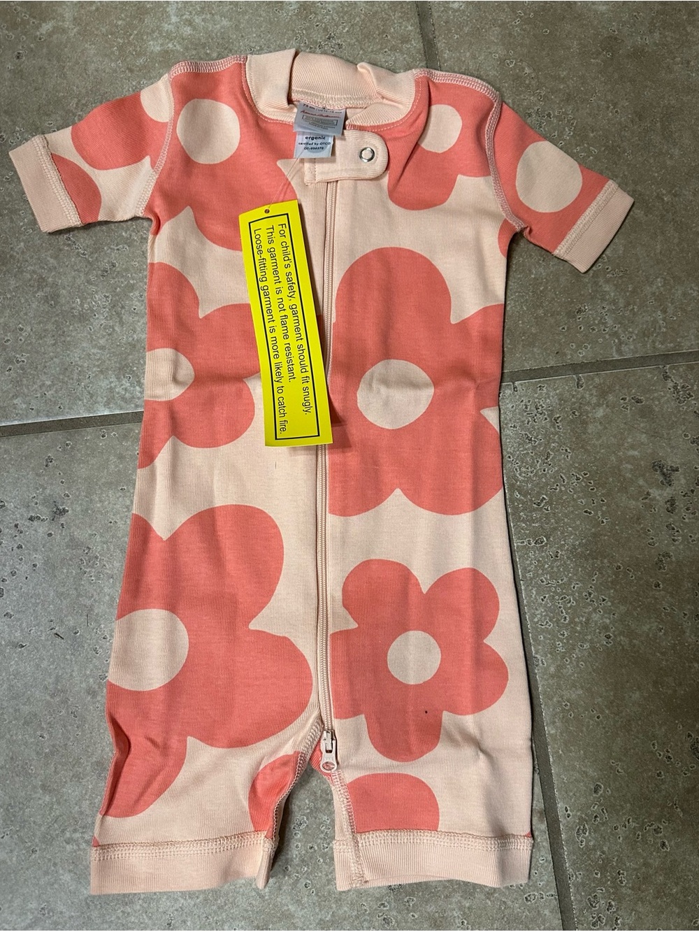 Hanna Andersson Peach and Coral Floral Zip One-Piece